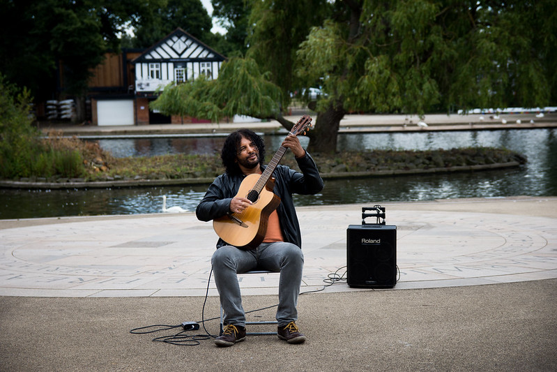 Playing Guitar in Stratford upon Avon